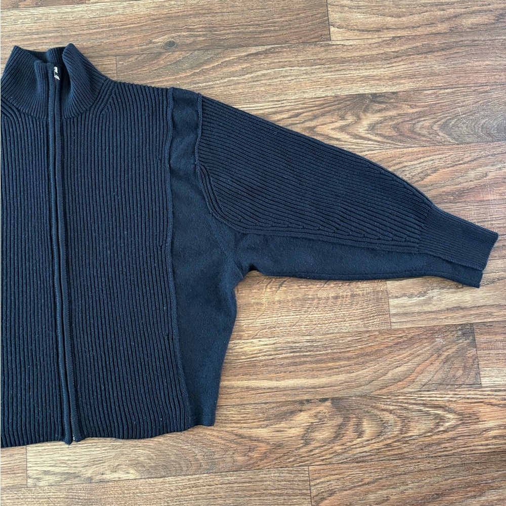 COS Dark Navy Ribbed full Zip Wool Turtleneck Sweater (oversized) - Picture 5 of 13